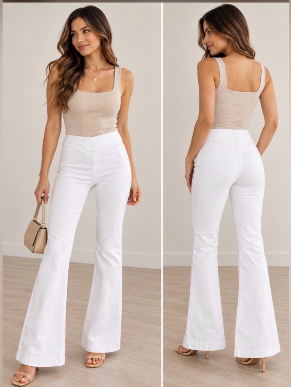 222. NWT CELLO Women’s High-Waisted White Flare Jeans msrp$60